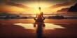 © YuDwi Studio - yoga on sunset the beach by ai generative