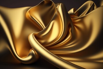 Abstract gold fabric background texture with golden elegant satin material. generative AI