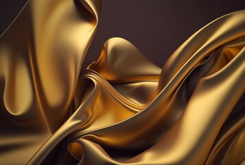 Abstract gold fabric background texture with golden elegant satin material. generative AI