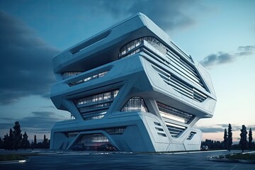 Wall Mural - modern skyscraper with a glass facade and numerous windows. generative ai