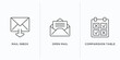 user interface outline icons set. thin line icons such as mail inbox, open mail, comparision table vector. linear icon sheet can be used web and mobile