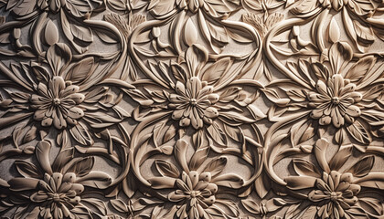 Blossoming organic flowers create luxurious brocade pattern generated by AI