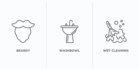 Wall Mural - hygiene outline icons set. thin line icons such as beardy, washbowl, wet cleaning vector. linear icon sheet can be used web and mobile