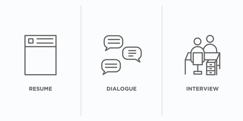 Wall Mural - human resources outline icons set. thin line icons such as resume, dialogue, interview vector. linear icon sheet can be used web and mobile