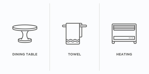 Wall Mural - furniture & household outline icons set. thin line icons such as dining table, towel, heating vector. linear icon sheet can be used web and mobile