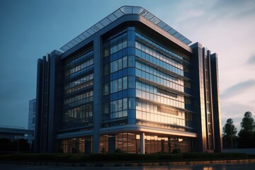 Wall Mural - skyscraper with a modern design and numerous windows reaching towards the sky. generative ai