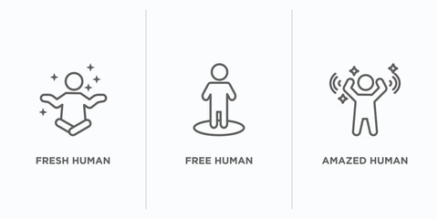 Sticker - feelings outline icons set. thin line icons such as fresh human, free human, amazed human vector. linear icon sheet can be used web and mobile