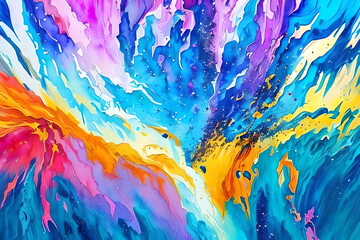 Water color or oil painting fine art illustration of abstract splash flame fire spray brush dropping artistic print digital art. Generative AI.