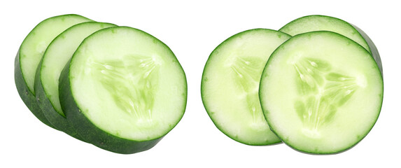 Wall Mural - Sliced cucumber isolated, transparent png, collection, PNG format, cut out