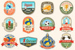 © sivvector - Set of Volleyball club and soccer club emblem, patch, sticker. Vector illustration. For college league sport club emblem, sign, logo. Vintage label, sticker, patch with volleyball ball, player