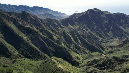 Canvas Print - Aerial View of Beautiful Mountains of Anaga Rural Park in Tenerife, Canary Islands, Spain. 