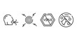 outline icons set. thin line icons sheet included breath, pain, no virus, antibacterial vector.