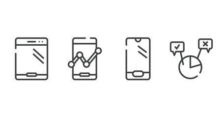 Canvas Print - discussion outline icons set. thin line icons sheet included phone or tablet, mobile analytics tool, phone variant shape, polling vector.