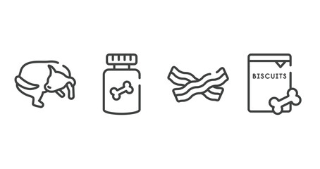 Wall Mural - pet shop lineal outline icons set. thin line icons sheet included dog chasing tail, honey treat, null, biscuits vector.