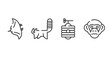 © VectorStockDesign - wildlife outline icons set. thin line icons sheet included manta ray, red panda, beehive, chimpanzee vector.