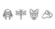 winter nature outline icons set. thin line icons sheet included walrus, dragonfly, siberian husky, avalanche vector.