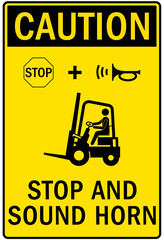 Wall Mural - Go slow sound horn sign and labels stop and sound horn