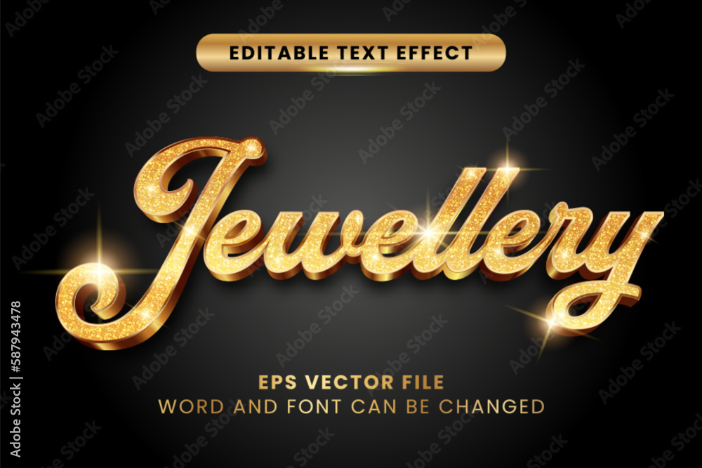 Glamour jewellery 3d vector text effect Stock Vector | Adobe Stock