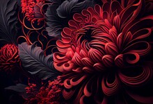Beautiful Abstract Red Floral Design. Generative AI