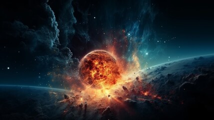 Wall Mural - the birth of space with nebula and explosion. generative ai