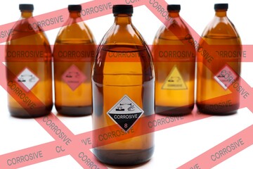 Wall Mural - The corrosive chemical symbol on the bottle