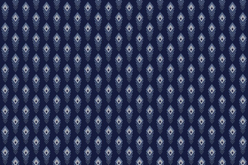 Wall Mural - Abstract geometric peacock feather seamless pattern. Dark and light gray element on dark blue background,for masculine male shirt lady’s dress fabric textile decoration crockery cushion all over print