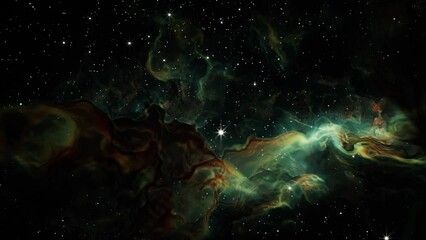Wall Mural - Flying Through Deep Space Stars And Nebula. Realistic 3d animation