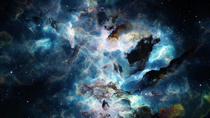Wall Mural - Flying Through Deep Space Stars And Nebula. Realistic 3d animation