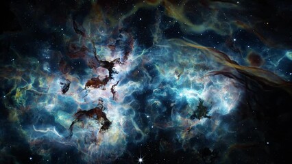 Wall Mural - Flying Through Deep Space Stars And Nebula. Realistic 3d animation