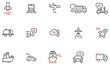 Vector Set of Linear Icons Related to Increasing Transport Pollution. Emission of Carbon Dioxide. Mono Line Pictograms and Infographics Design Elements