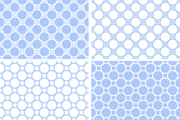 Poster - Set of Blue Seamless Geometric Circles Patterns.