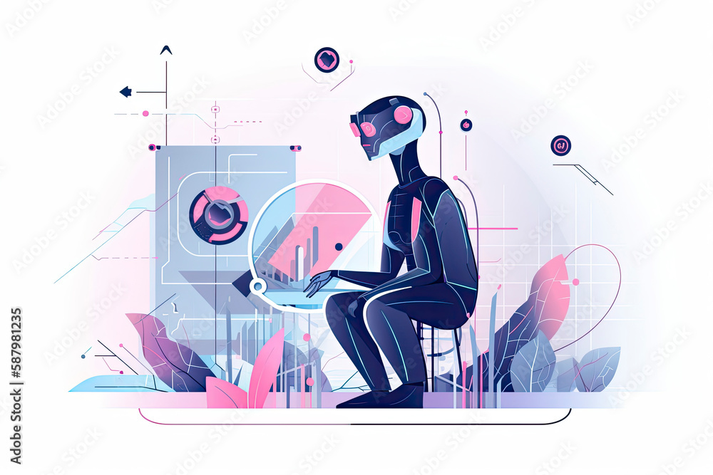 AI in social media abstract concept vector illustration. Social media ...