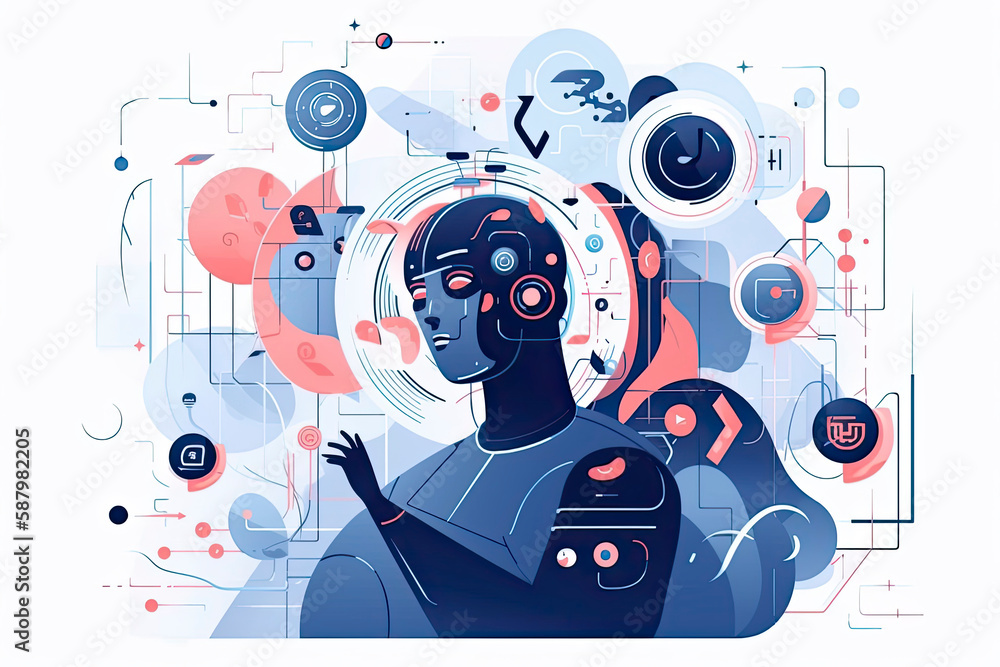 AI in social media abstract concept vector illustration. Social media ...