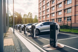 Fototapeta Przestrzenne - Charging station for electric cars in the parking lot
