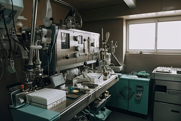 Wall Mural - Modern equipment in operating room. Medical devices for neurosurgery.