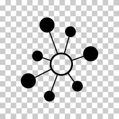 Hub flat network icon, connect structure vector symbol isolated background, technology system
