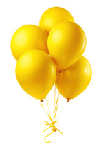 Many Yellow Balloons Isolated On White Background. Generative AI