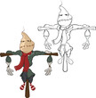 Vector Cartoon Character Scarecrow for you Design and Computer Game.  Coloring Book