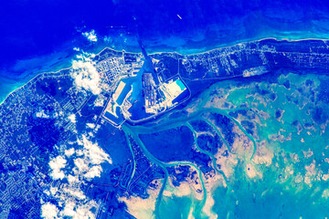 Wall Mural - scenics in the caribbean sea. digital enhancement. elements by nasa