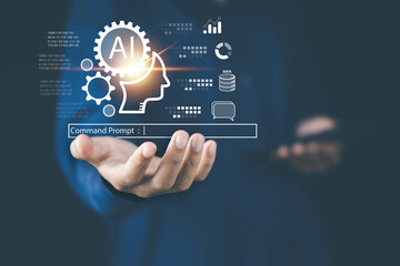 digital marketing businessman doing artificial intelligence technology futuristic onnetwork internet