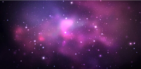 Wall Mural - Space vector background with realistic nebula and shining stars. Magic colorful galaxy with stardust