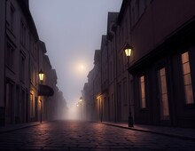 Old Empty Street In The Night Created With Generative AI Technology