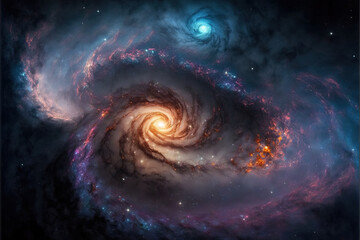 Wall Mural - Spiral Galaxy. Space with stars generative AI background
