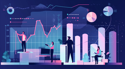 Wall Mural - businessman graph analysing stock market on investment financial planning management strategy, gener