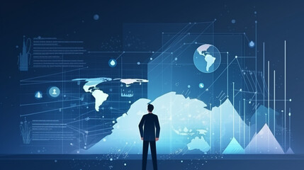 Wall Mural - businessman graph analysing stock market on investment financial planning management strategy, gener