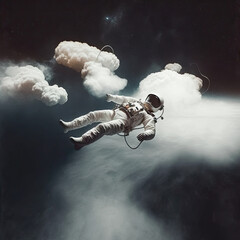 Wall Mural - Astronaut floating in space Lofi Album Cover Art - Minimal, Surrealism and Abstract Photography Created Using Generative Ai