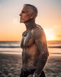 Inked and Timeless: A Handsome Senior at Sunset