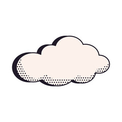 Wall Mural - Stickers in trendy retro cartoon style. Cloud with dot texture. Vector illustration