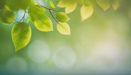 Canvas Print - Green leaf background with beautiful bokeh under sunlight with copy space. by ai generative