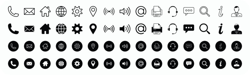 Wall Mural - Set of contact sign icons. Collection of contact and social media icons set EPS10 - Stock Vector 